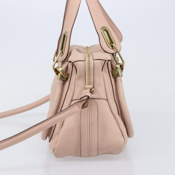 Chloe Paraty Hand Bag Leather 2way Pink Gold Auth 207095V