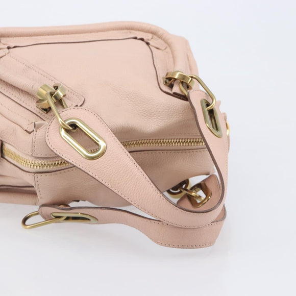 Chloe Paraty Hand Bag Leather 2way Pink Gold Auth 207095V