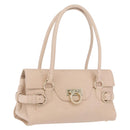 Salvatore Ferragamo Gancini Tote Bag Leather Pink Gold Auth 207096-1