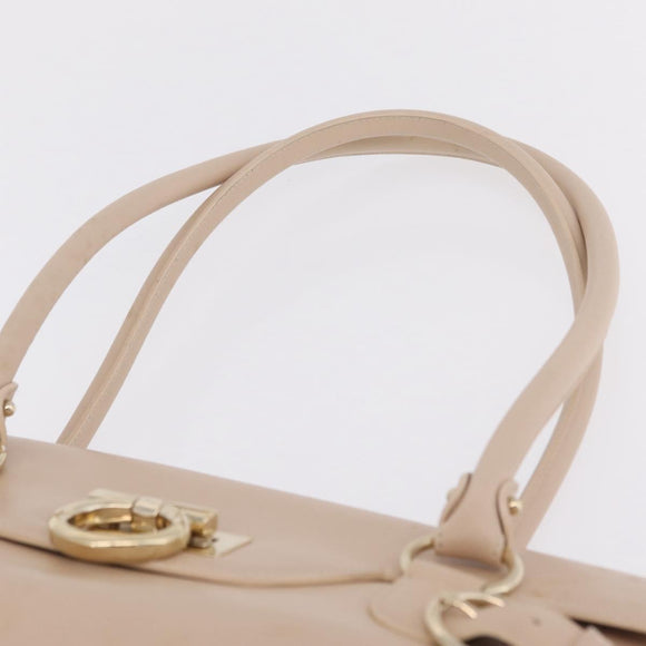 Salvatore Ferragamo Gancini Tote Bag Leather Pink Gold Auth 207096