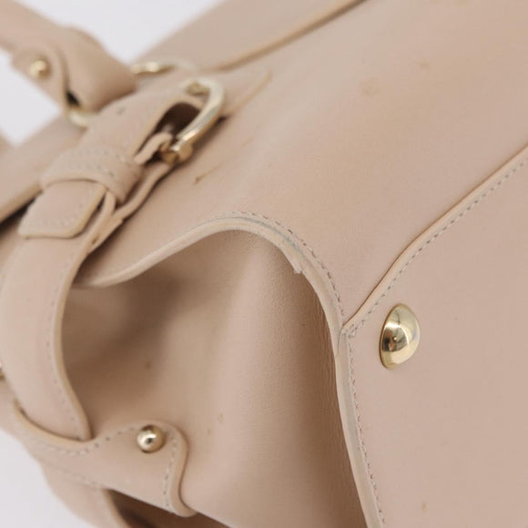 Salvatore Ferragamo Gancini Tote Bag Leather Pink Gold Auth 207096