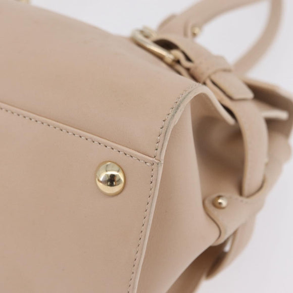 Salvatore Ferragamo Gancini Tote Bag Leather Pink Gold Auth 207096