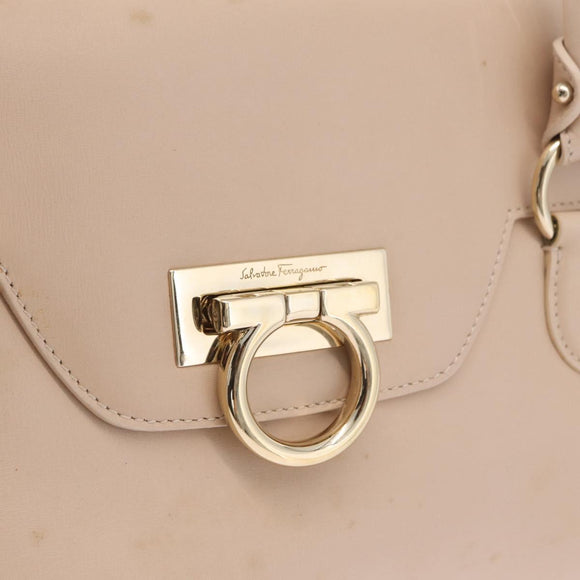 Salvatore Ferragamo Gancini Tote Bag Leather Pink Gold Auth 207096
