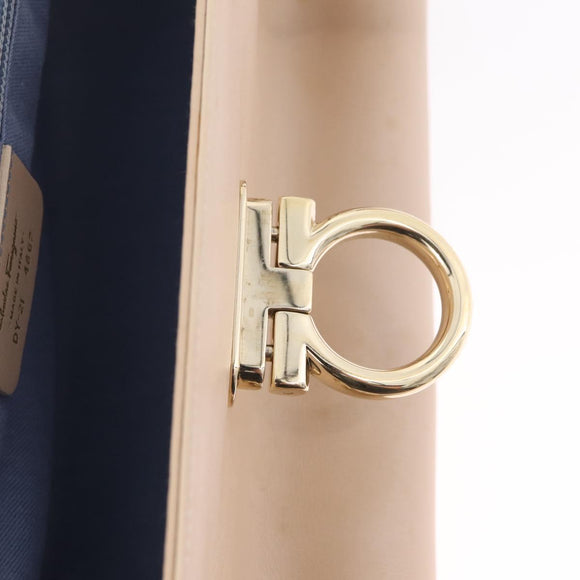 Salvatore Ferragamo Gancini Tote Bag Leather Pink Gold Auth 207096