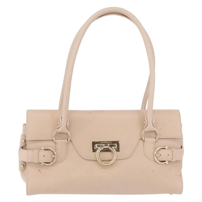 Salvatore Ferragamo Gancini Tote Bag Leather Pink Gold Auth 207096 - 0
