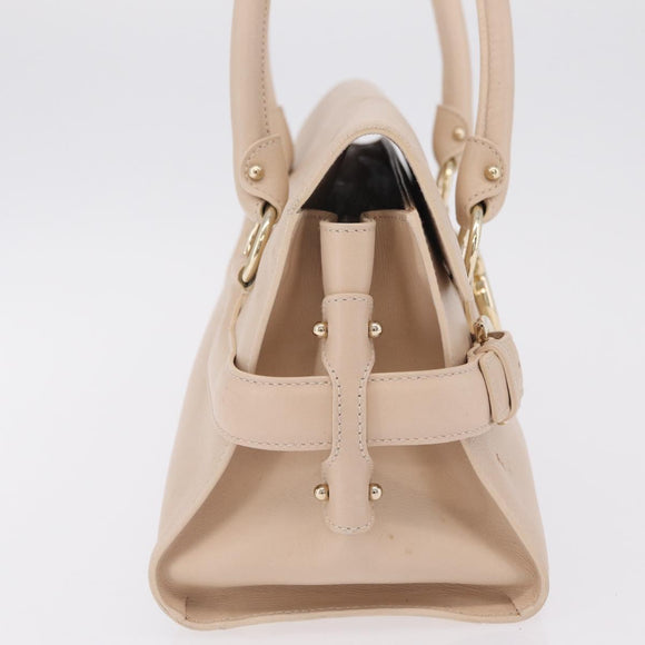 Salvatore Ferragamo Gancini Tote Bag Leather Pink Gold Auth 207096