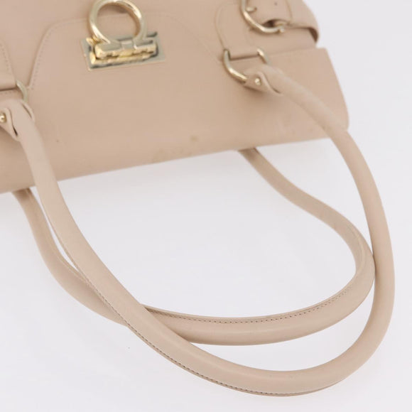Salvatore Ferragamo Gancini Tote Bag Leather Pink Gold Auth 207096
