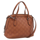 GUCCI Micro GG Canvas Guccissima Leather Outlet 2way Brown 341504 Auth 207098-1