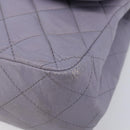 CHANEL Big Matelasse30 Chain Shoulder Bag Lamb Skin Purple Silver CC Auth 207100-10