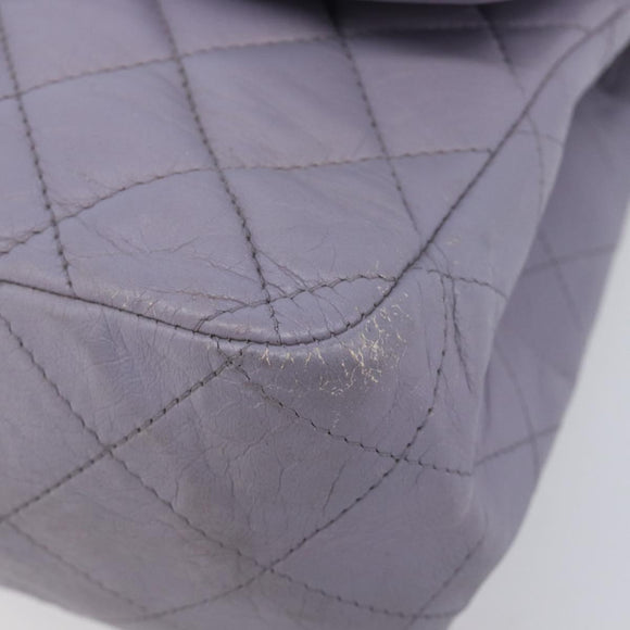 CHANEL Big Matelasse30 Chain Shoulder Bag Lamb Skin Purple Silver CC Auth 207100