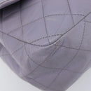 CHANEL Big Matelasse30 Chain Shoulder Bag Lamb Skin Purple Silver CC Auth 207100-11