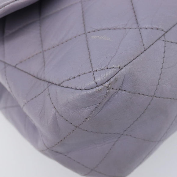 CHANEL Big Matelasse30 Chain Shoulder Bag Lamb Skin Purple Silver CC Auth 207100