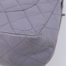 CHANEL Big Matelasse30 Chain Shoulder Bag Lamb Skin Purple Silver CC Auth 207100-12