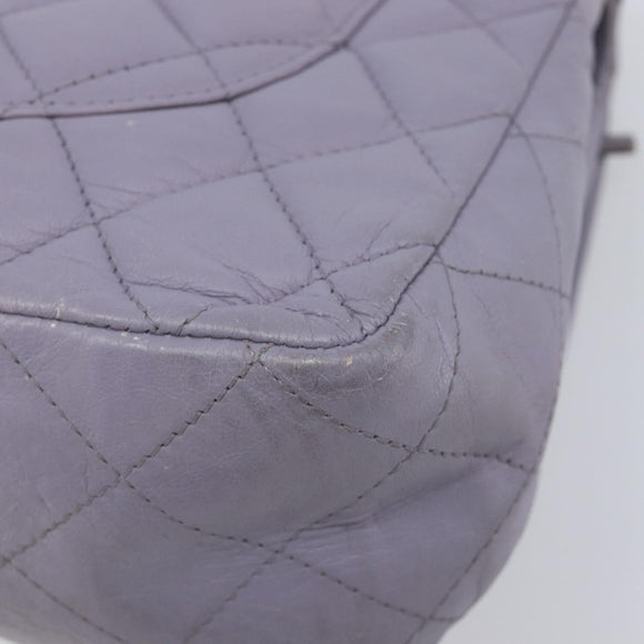 CHANEL Big Matelasse30 Chain Shoulder Bag Lamb Skin Purple Silver CC Auth 207100