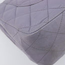 CHANEL Big Matelasse30 Chain Shoulder Bag Lamb Skin Purple Silver CC Auth 207100-13