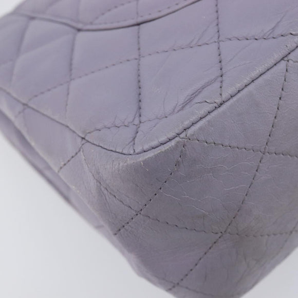 CHANEL Big Matelasse30 Chain Shoulder Bag Lamb Skin Purple Silver CC Auth 207100