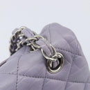CHANEL Big Matelasse30 Chain Shoulder Bag Lamb Skin Purple Silver CC Auth 207100-14