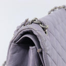 CHANEL Big Matelasse30 Chain Shoulder Bag Lamb Skin Purple Silver CC Auth 207100-15