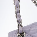 CHANEL Big Matelasse30 Chain Shoulder Bag Lamb Skin Purple Silver CC Auth 207100-16