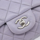 CHANEL Big Matelasse30 Chain Shoulder Bag Lamb Skin Purple Silver CC Auth 207100-17