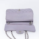 CHANEL Big Matelasse30 Chain Shoulder Bag Lamb Skin Purple Silver CC Auth 207100-18