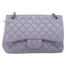 CHANEL Big Matelasse30 Chain Shoulder Bag Lamb Skin Purple Silver CC Auth 207100-2