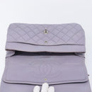 CHANEL Big Matelasse30 Chain Shoulder Bag Lamb Skin Purple Silver CC Auth 207100-20