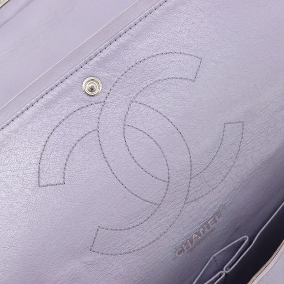 CHANEL Big Matelasse30 Chain Shoulder Bag Lamb Skin Purple Silver CC Auth 207100