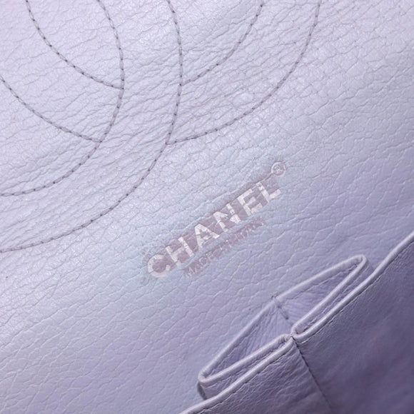 CHANEL Big Matelasse30 Chain Shoulder Bag Lamb Skin Purple Silver CC Auth 207100