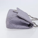 CHANEL Big Matelasse30 Chain Shoulder Bag Lamb Skin Purple Silver CC Auth 207100-4