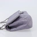 CHANEL Big Matelasse30 Chain Shoulder Bag Lamb Skin Purple Silver CC Auth 207100-5