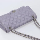 CHANEL Big Matelasse30 Chain Shoulder Bag Lamb Skin Purple Silver CC Auth 207100-6