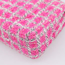 CHANEL Chain Matelasse 25 Shoulder Bag tweed Pink Silver CC Auth 207101SM-16