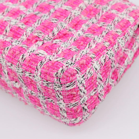 CHANEL Chain Matelasse 25 Shoulder Bag tweed Pink Silver CC Auth 207101SM