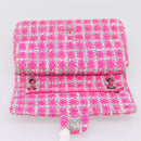 CHANEL Chain Matelasse 25 Shoulder Bag tweed Pink Silver CC Auth 207101SM-9