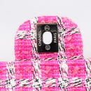 CHANEL Chain Matelasse 25 Shoulder Bag tweed Pink Silver CC Auth 207101SM-19