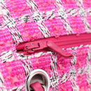 CHANEL Chain Matelasse 25 Shoulder Bag tweed Pink Silver CC Auth 207101SM-20