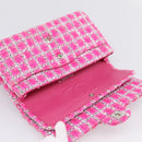 CHANEL Chain Matelasse 25 Shoulder Bag tweed Pink Silver CC Auth 207101SM-22