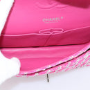 CHANEL Chain Matelasse 25 Shoulder Bag tweed Pink Silver CC Auth 207101SM-10