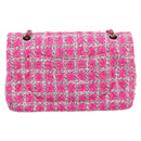 CHANEL Chain Matelasse 25 Shoulder Bag tweed Pink Silver CC Auth 207101SM-2
