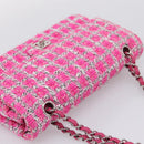 CHANEL Chain Matelasse 25 Shoulder Bag tweed Pink Silver CC Auth 207101SM-6