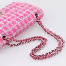 CHANEL Chain Matelasse 25 Shoulder Bag tweed Pink Silver CC Auth 207101SM-7