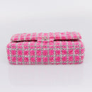 CHANEL Chain Matelasse 25 Shoulder Bag tweed Pink Silver CC Auth 207101SM-5