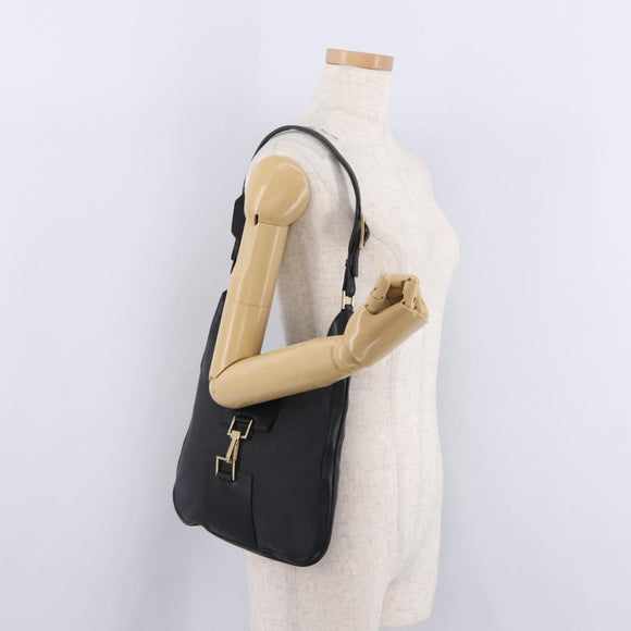 GUCCI Jackie Shoulder Bag Canvas Black Gold 001 4129 Auth 207102A