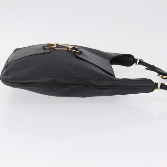 GUCCI Jackie Shoulder Bag Canvas Black Gold 001 4129 Auth 207102A
