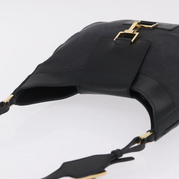 GUCCI Jackie Shoulder Bag Canvas Black Gold 001 4129 Auth 207102A