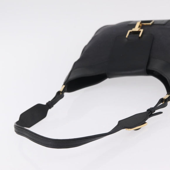 GUCCI Jackie Shoulder Bag Canvas Black Gold 001 4129 Auth 207102A
