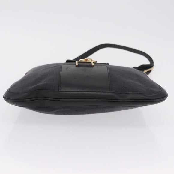 GUCCI Jackie Shoulder Bag Canvas Black Gold 001 4129 Auth 207102A