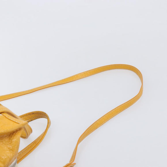 Balenciaga Bazaar Shopper Bag Leather 2way Yellow Silver 443096 Auth 207110A