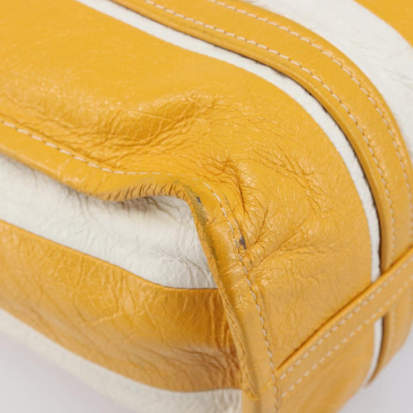 Balenciaga Bazaar Shopper Bag Leather 2way Yellow Silver 443096 Auth 207110A